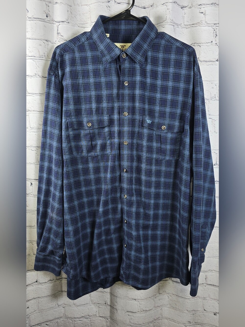 Men's King Ranch‎ Blue Plaid Button-Up Long Sleeve Shirt Size XL
